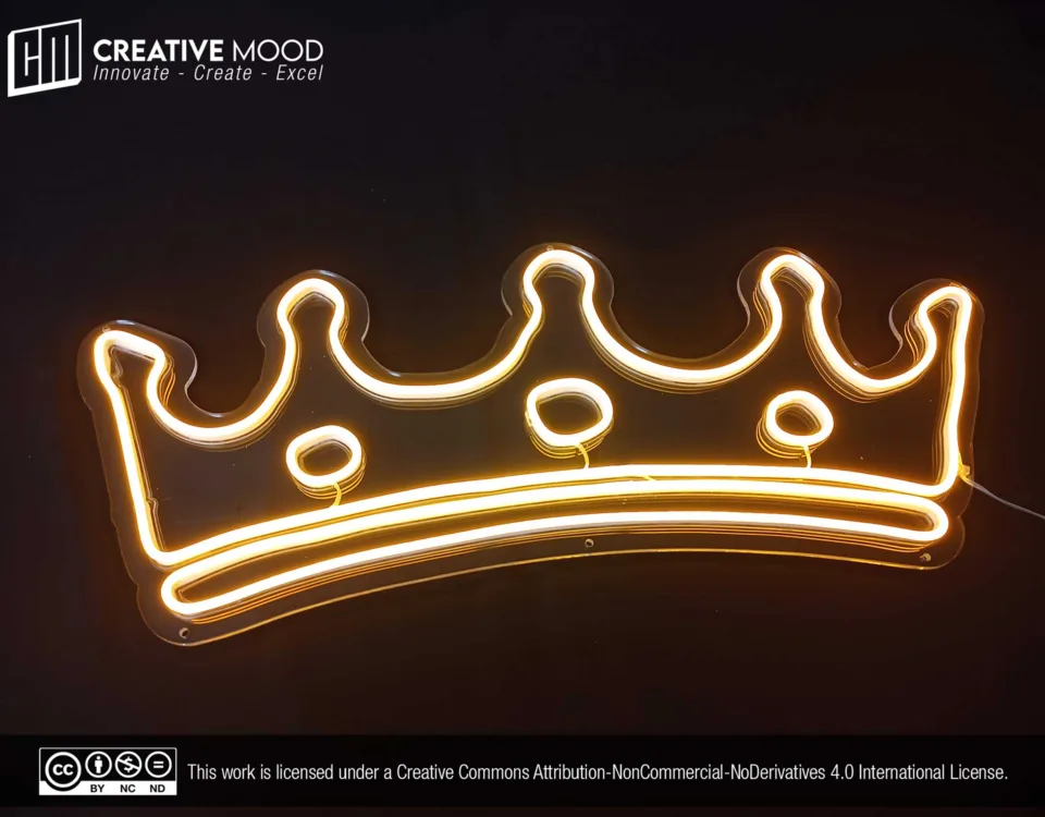 Crown Golden Yellow LED Neon Sign