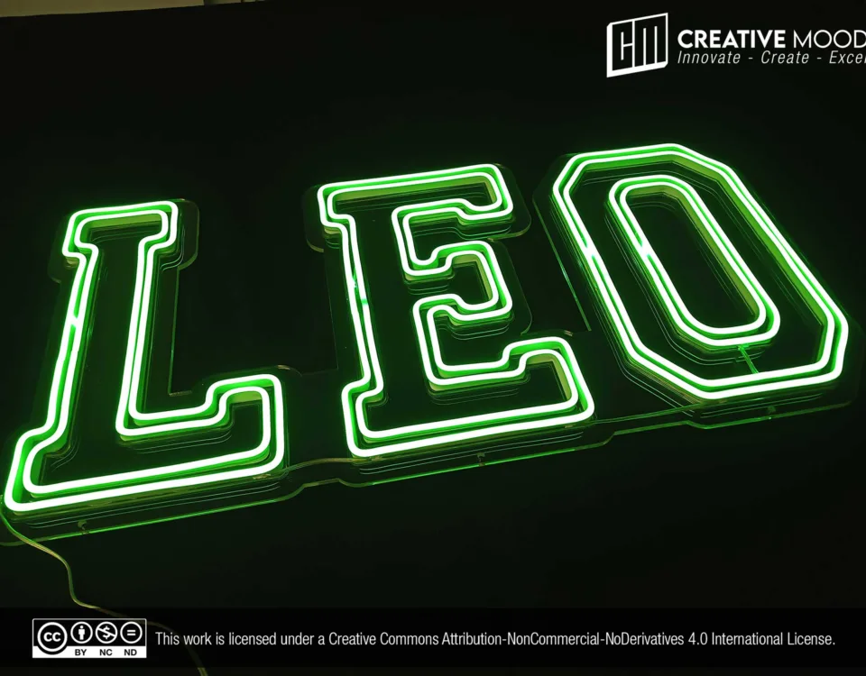 ‘LEO’ Green LED Neon Sign