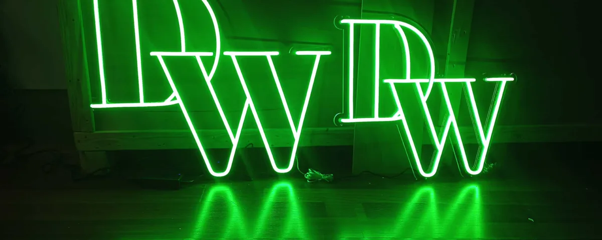 ‘DW’ Green LED Neon Sign