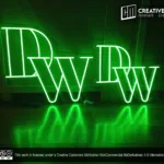 ‘DW’ Green LED Neon Sign