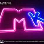 ‘‘MK’ Pink and Blue LED Neon Sign