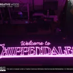 ‘Welcome to CHIPPENDALES’ Pink LED Neon Sign