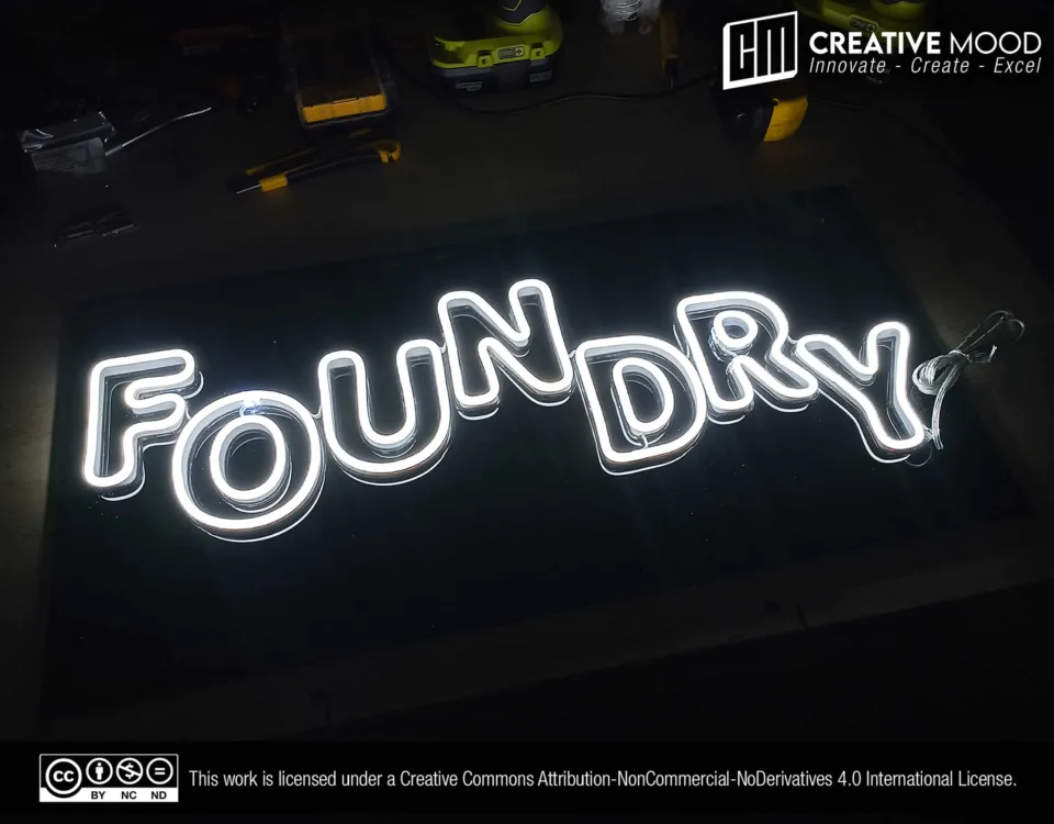 ‘FOUNDRY’ Cool White LED Neon Sign