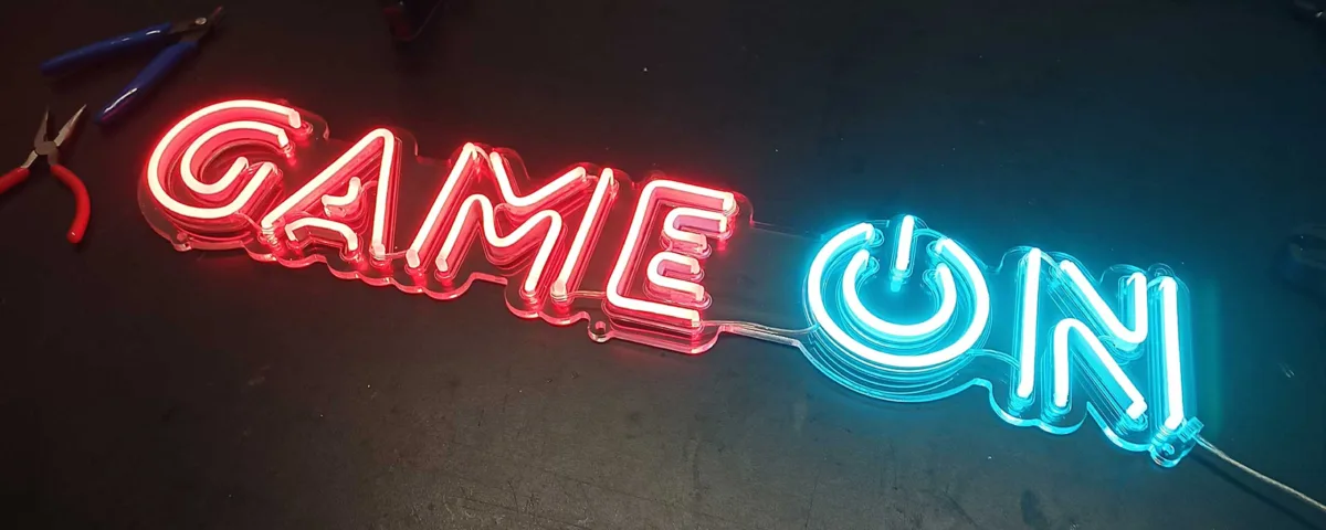 ‘GAME ON’ Red and Light Blue LED Neon Sign