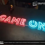 ‘GAME ON’ Red and Light Blue LED Neon Sign