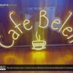 ‘Café Belén’ Golden Yellow Red LED Neon Sign