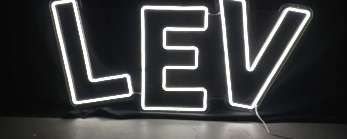 ‘LEV’ Cool White LED Neon Sign