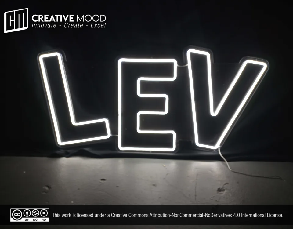 ‘LEV’ Cool White LED Neon Sign