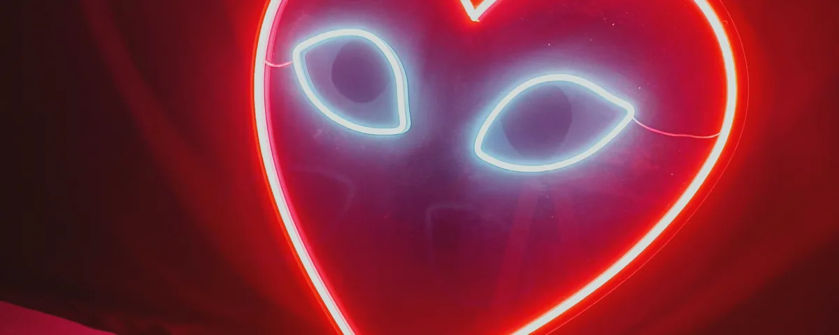 Heart With Eyes Red LED Neon Sign