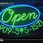 ‘Open’ Green And Blue LED Neon Sign