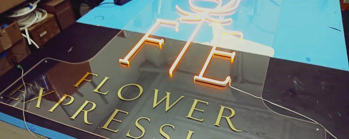‘F E’ Golden Yellow LED Neon Sign