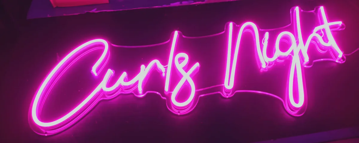 ‘Curls Night’ Pink LED Neon Sign