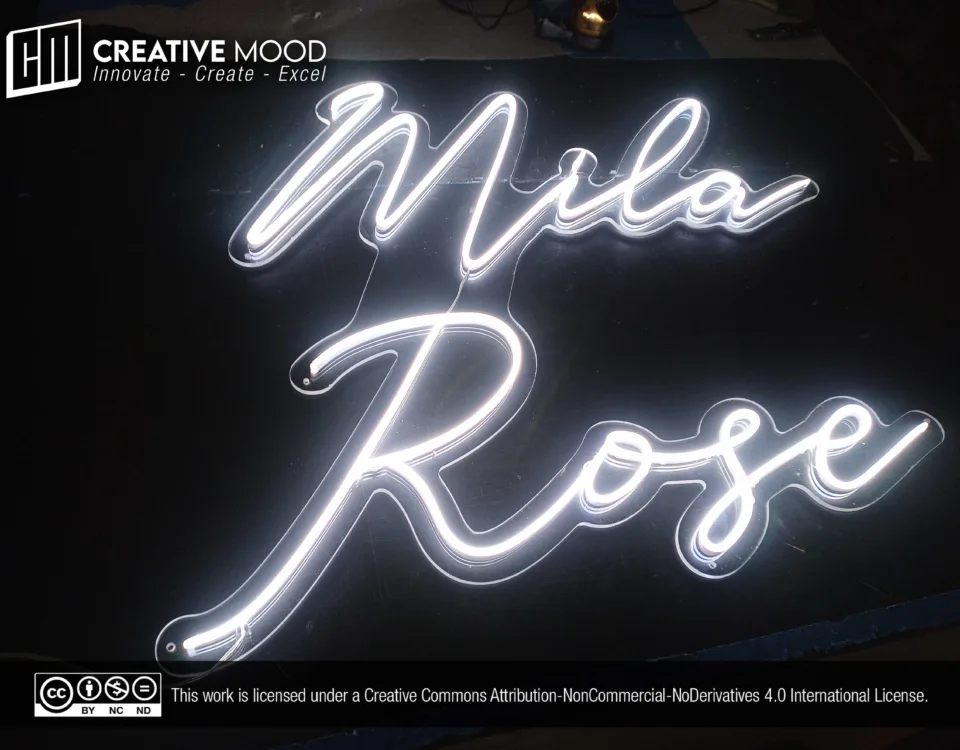 ‘Mila Rose’ Cool White LED Neon Sign