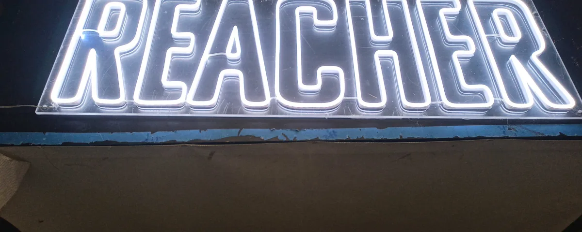 ‘REACHER’ Cool White LED Neon Sign