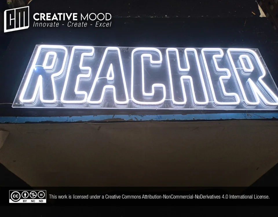 ‘REACHER’ Cool White LED Neon Sign