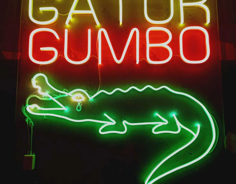 ‘LONESOME GATOR GUMBO’ Green And Red LED Neon Sign