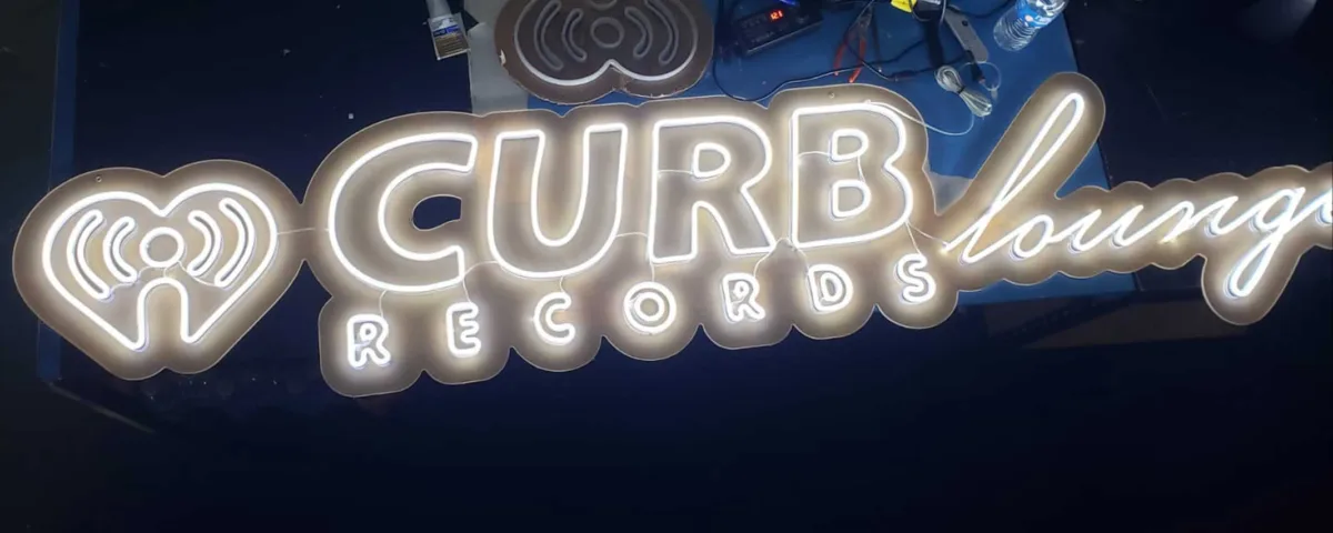 ‘CURB RECORDS Lounge’ Cool White LED Neon Sign