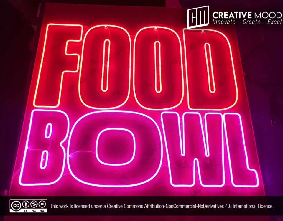 ‘FOOD BOWL’ Red And Pink LED Neon Sign